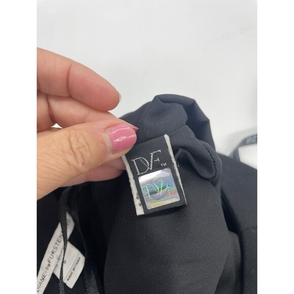 Diane Von Furstenberg DVF Black/Blue Dress Sz 6 Sleeveless Sheath Career Party - Picture 5 of 7